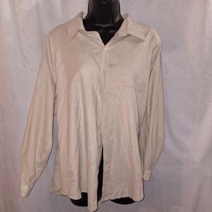 Cream Casual Button Down Shirt with Classic Collar